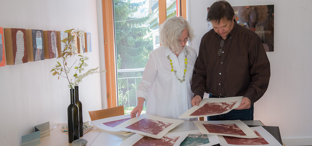 Auswahl eines Siebdrucks.