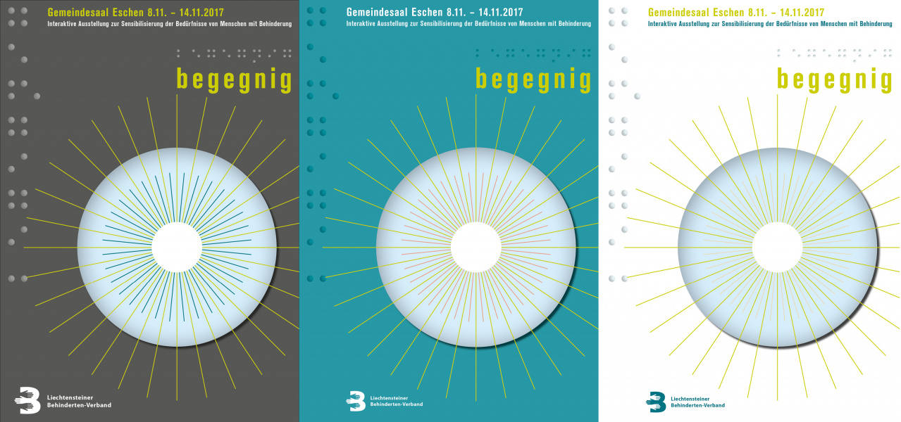Farb- und Gestaltungsvarianten zu Flyer "begegnig".